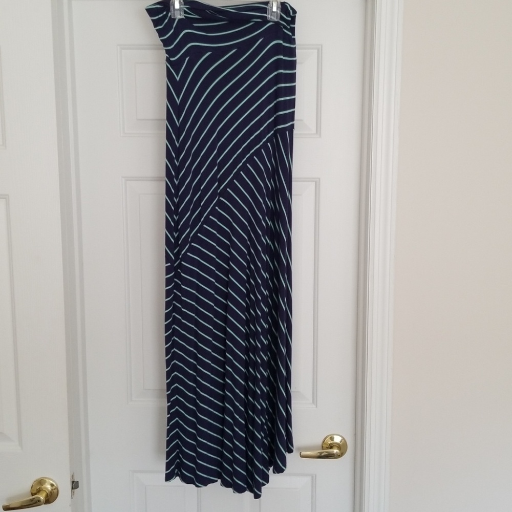 Blue and Mint striped Maxi Skirt